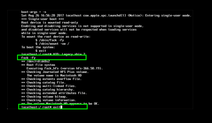reparar el disco duro del mac con el comando fsck