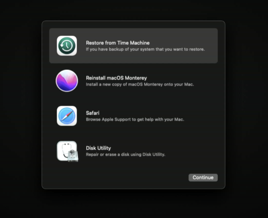 restaurar desde Time Machine