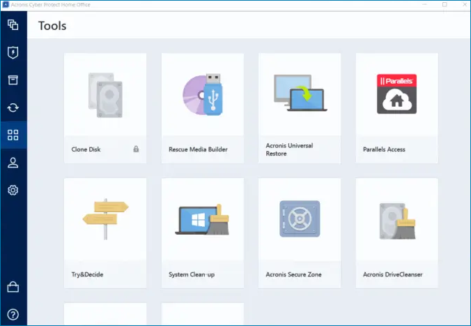 acronis cyber protect oficina inicio