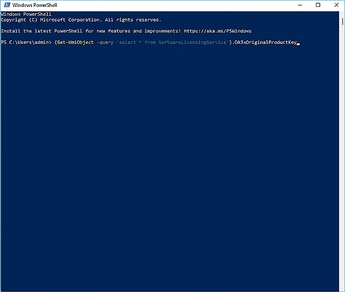 introduce la línea de comandos en powershell