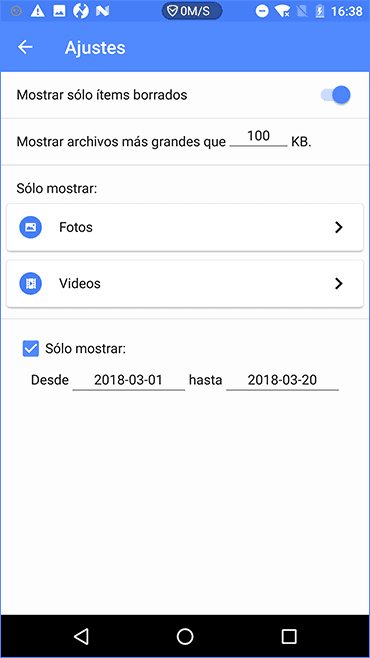 recuperar fotos o videos borrados o perdidos en un teléfono Android sin PC