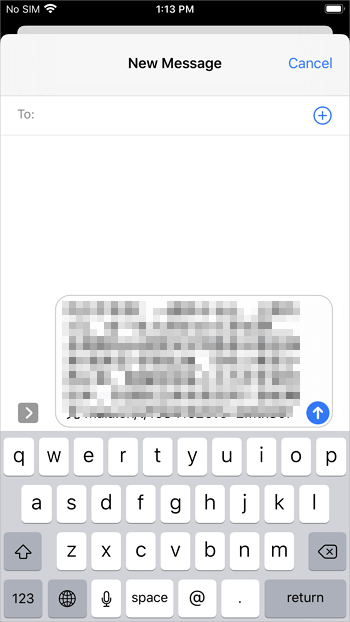 ¿Cómo copiar un mensaje de texto completo en iPhone? Use un correo electrónico