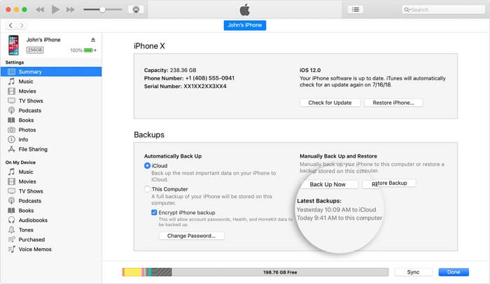 Cómo transferir todo del iPhone al portátil con iTunes