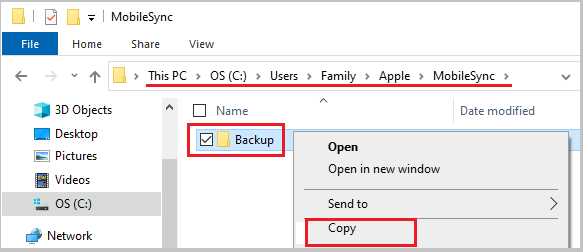 Copiar archivos de respaldo