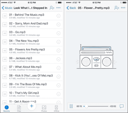 Reproductor de música dropbox