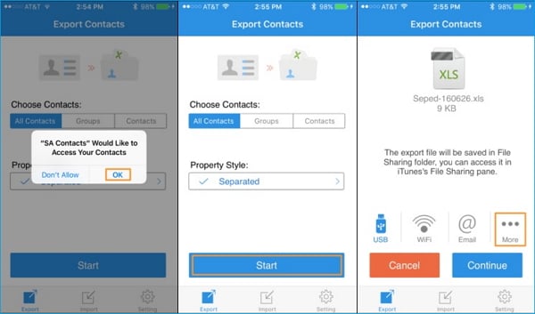 Cómo exportar contactos del iPhone a Excel