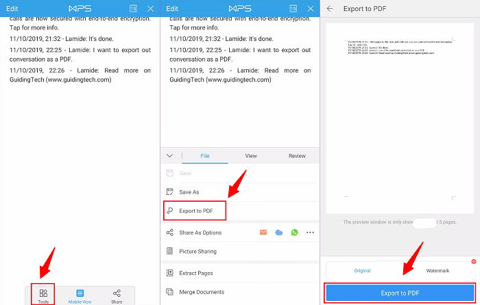 Elige Herramientas en la página de WPS