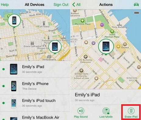 Restablecer de fábrica el iPhone a través de Buscar mi iPhone