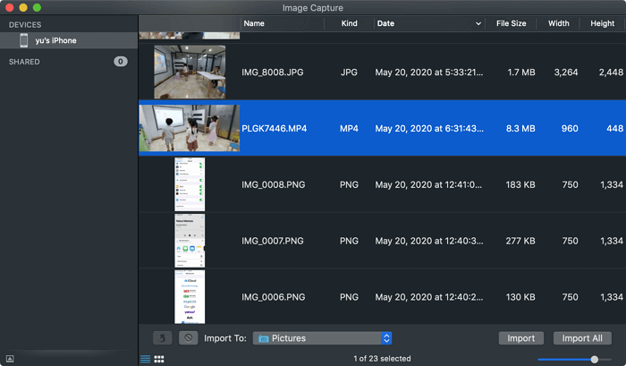 Cómo importar vídeos del iPhone al Mac a través de Captura de Imagen