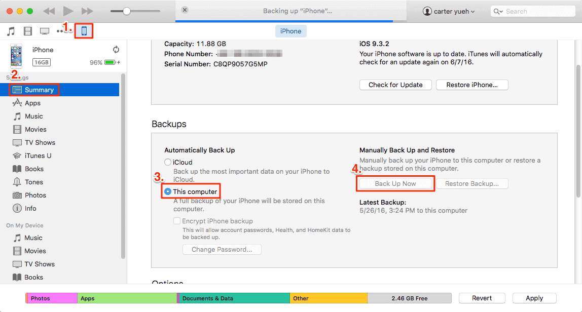 Hacer una copia de seguridad del iPad con iTunes