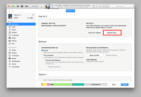 Restaurar el iPhone con iTunes