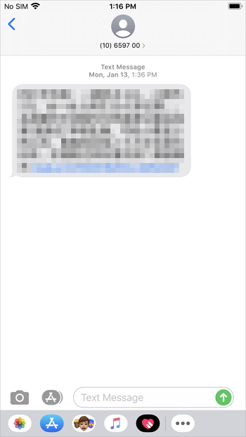 Captura de pantalla de los mensajes del iPhone