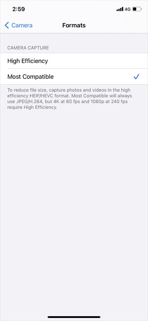 Cómo guardar fotos del iPhone como JPG
