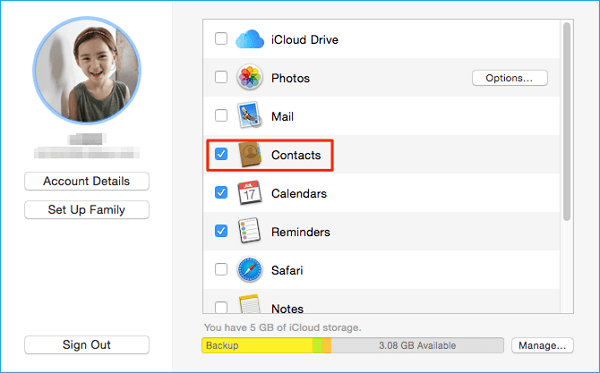importar contactos de Outlook a iPhone a través de la aplicación iCloud