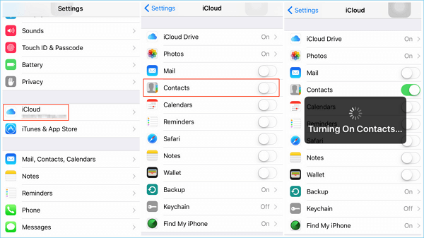 Sincronizar contactos de iPhone con iCloud