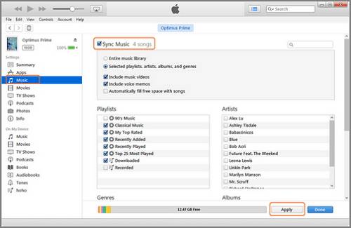sincronizar música con el ipad
