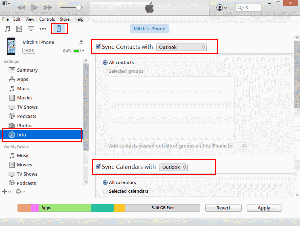 Exportar los contactos del iPhone con iTunes