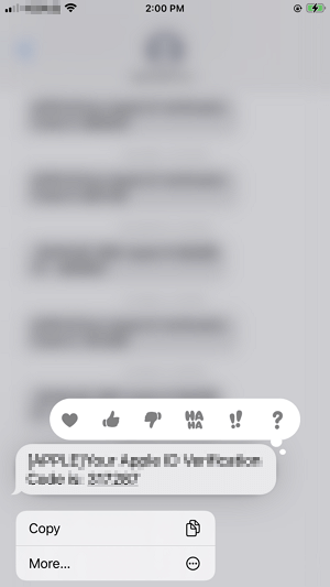Seleccionar uno de los textos de la conversación