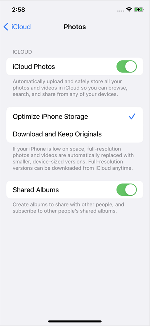 Activar las fotos de iCloud