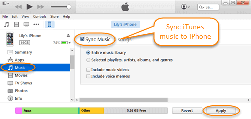 Transferir música del portátil al iPhone a través de iTunes