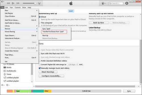 transferir compras desde el ipad