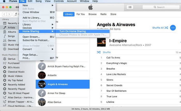 Activar la opción de compartir en casa en iTunes