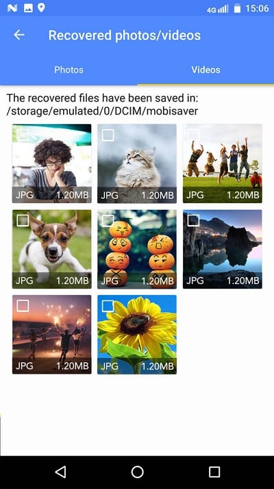 Recuperación de fotos y vídeos perdidos en Android.
