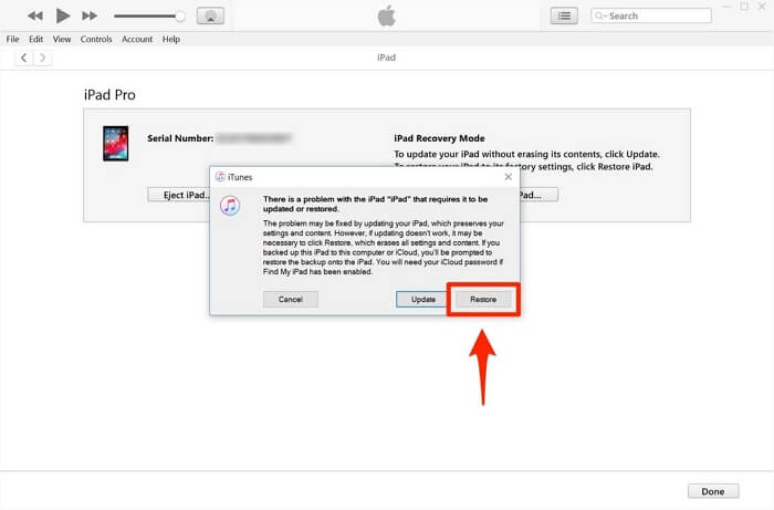 Cómo restablecer el iPad sin contraseña con iTunes