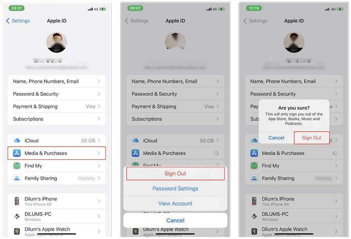 Cerrar la sesión del ID de Apple desde los Ajustes