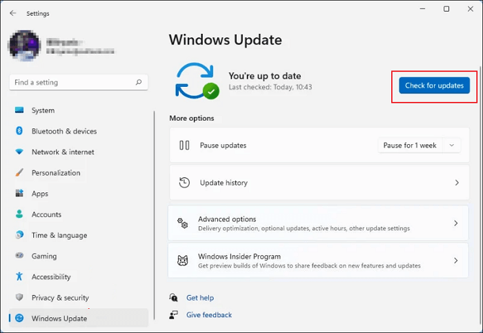 Buscar actualizaciones en Windows 11