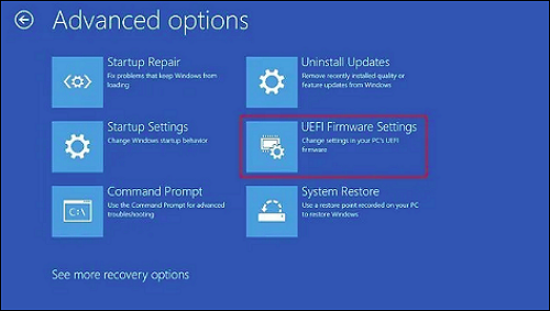 abrir la configuración del firmware uefi