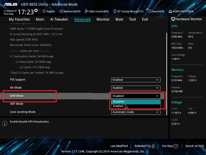 Activar la Virutalización en AMD