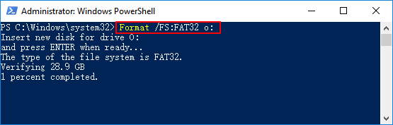 formatear usb a fat32 powershell