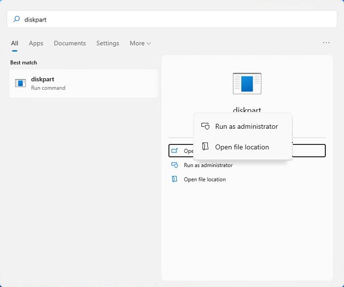 Abrir Diskpart en Windows 11