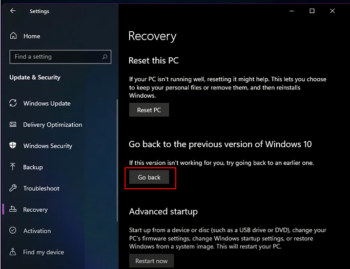 Abre el panel de recuperación de Windows 11
