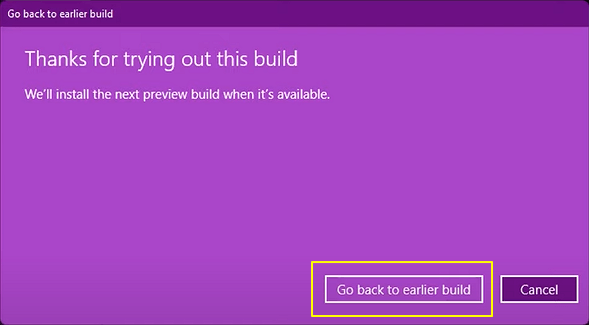 Confirmar la vuelta a Windows 10