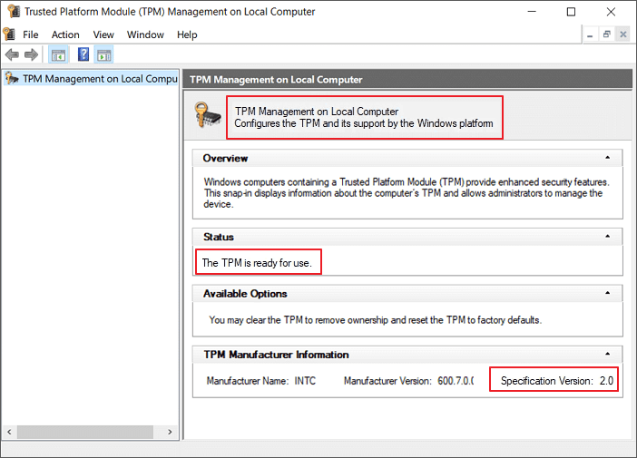 el tpm está listo para su uso