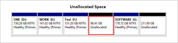 espacio no asignado en la gestión de discos de windows