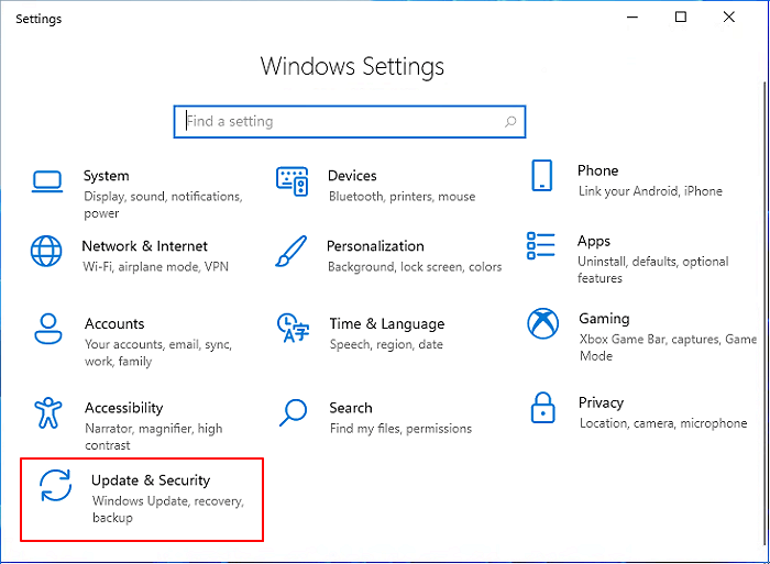 Abre la configuración de seguridad de la actualización de Windows