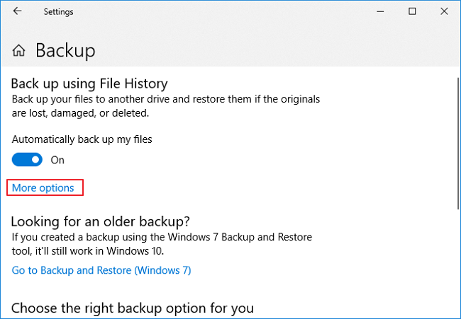 Haz clic en Más opciones