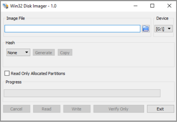 Instala y ejecuta el Generador de Imágenes de Disco Win32