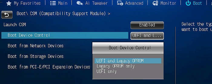 Comprueba el modo de arranque de la BIOS en ambos ordenadores