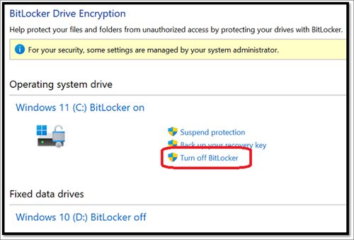 Desactivar Cifrado de unidad BitLocker