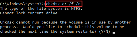 comprueba el disco para solucionar el error