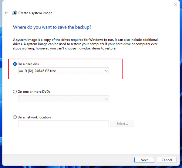 Dónde guardar la imagen de seguridad