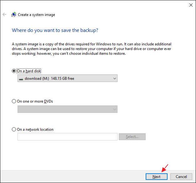 crear una imagen del sistema paso 3