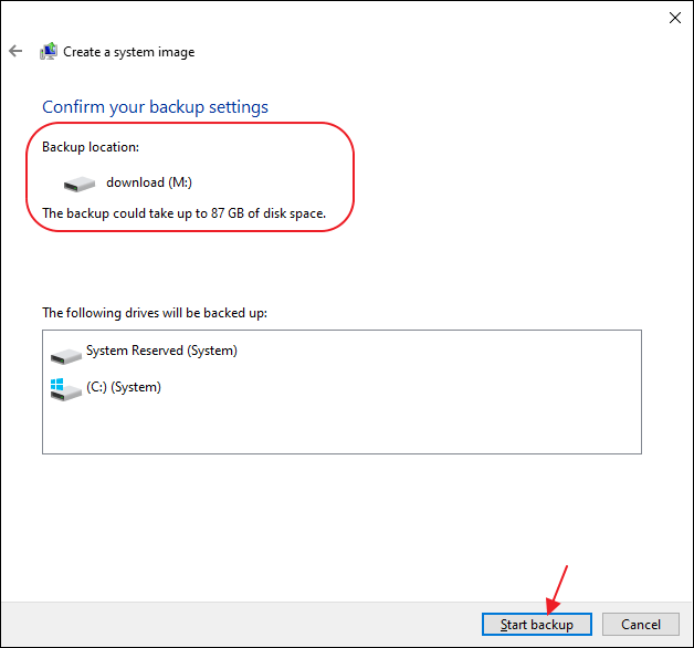 crear una imagen del sistema paso 5