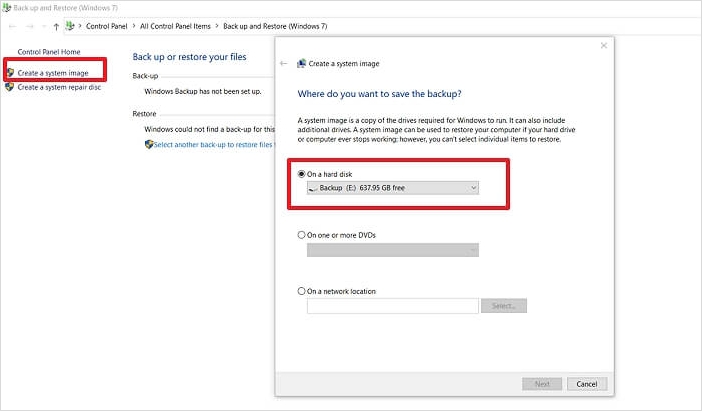 Create System Image Using Backup and Restore
