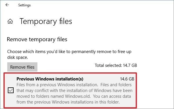 Eliminar los archivos de instalación de Windows