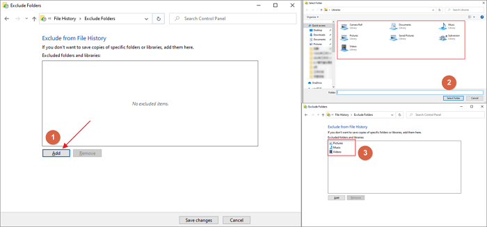 excluir carpetas del historial de archivos